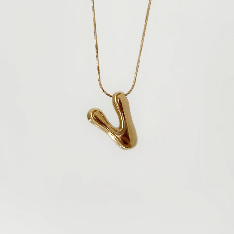 Bubble Initial 18Kt Gold Plated Necklace