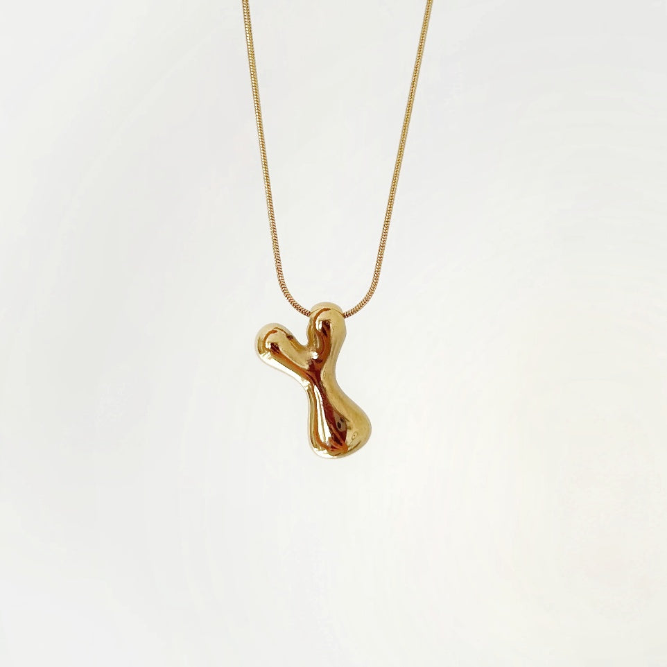 Bubble Initial 18Kt Gold Plated Necklace