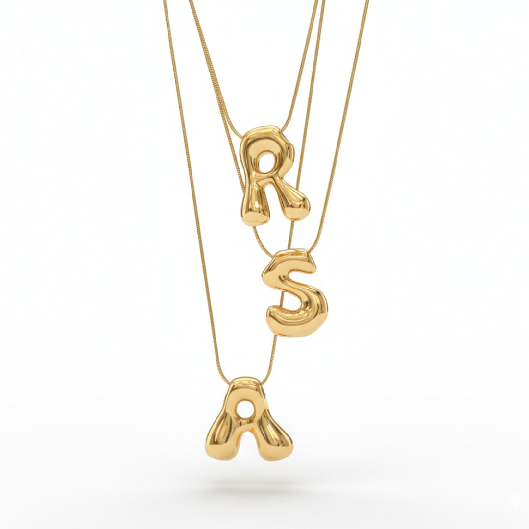Bubble Initial 18Kt Gold Plated Necklace
